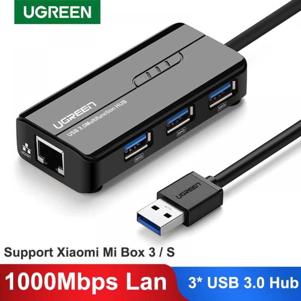 Adaptador USB 3.0 para Lan Gigabit RJ45 com 3 USB