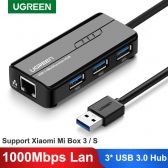 Adaptador USB 3.0 para Lan Gigabit RJ45 com 3 USB