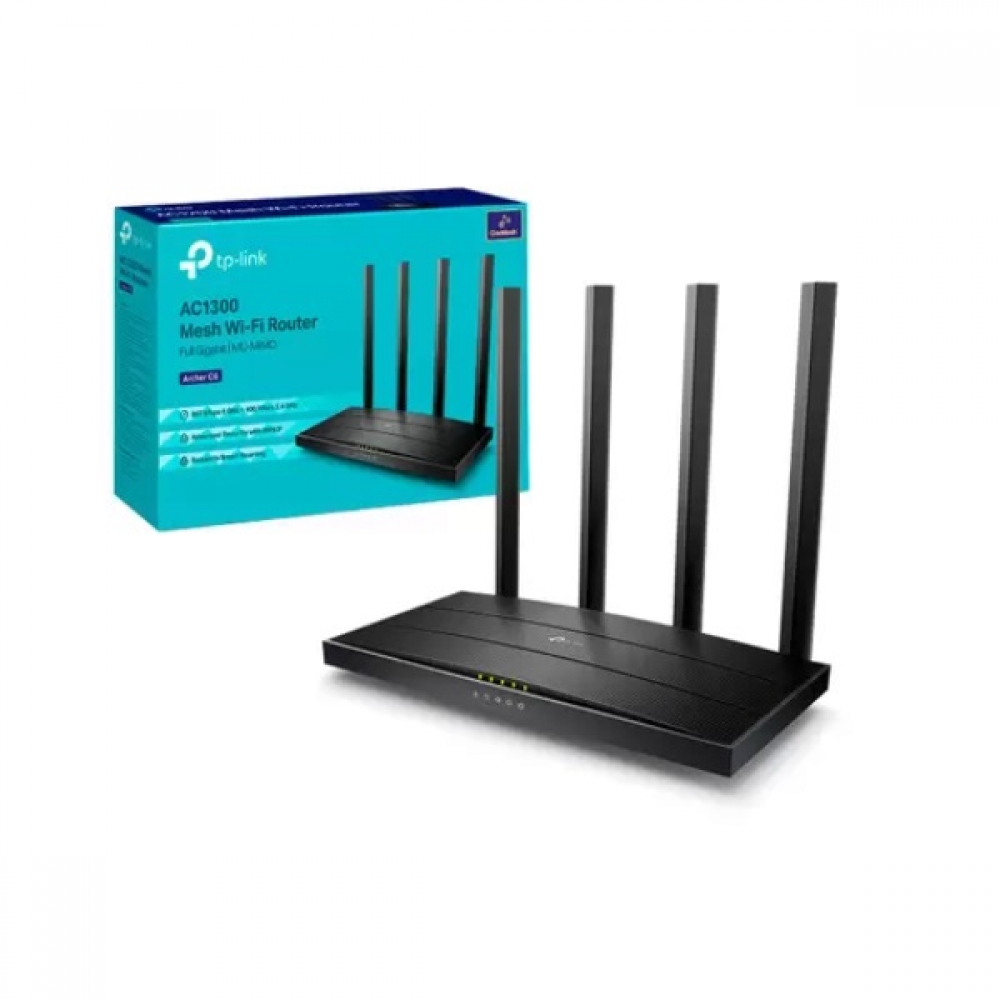 ROTEADOR TP-LINK ARCHER C6 V4, AC1300, MU-MIMO, WIRELESS DUAL BAND, 4X ANTENAS, PORTAS 4X GIGABIT (1X WAN, 4X LAN) - TPN