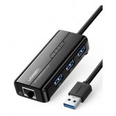 Adaptador USB 3.0 para Lan Gigabit RJ45 com 3 USB