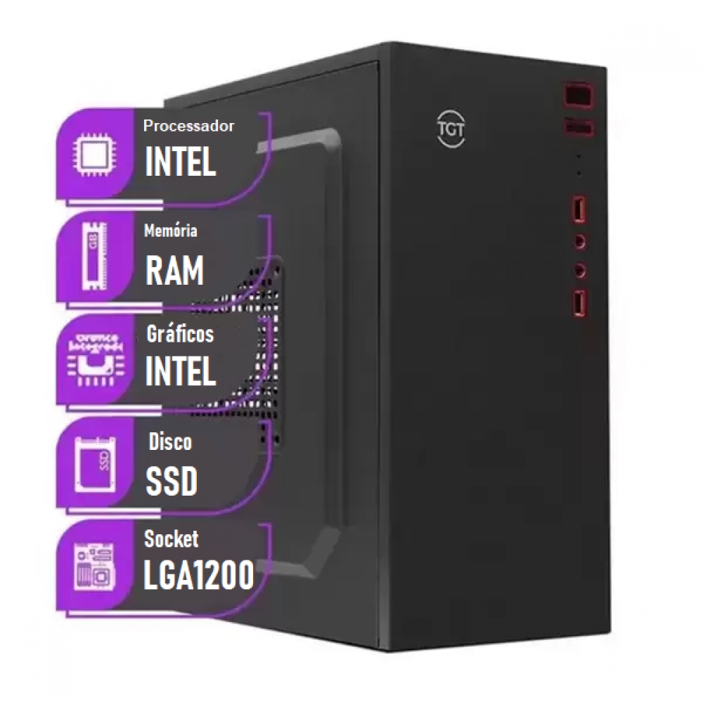 Gabinete Intel Pentium G6405 10ªGeração 8GB SSD 256GB Fonte 200w | GIM-P64-8/256