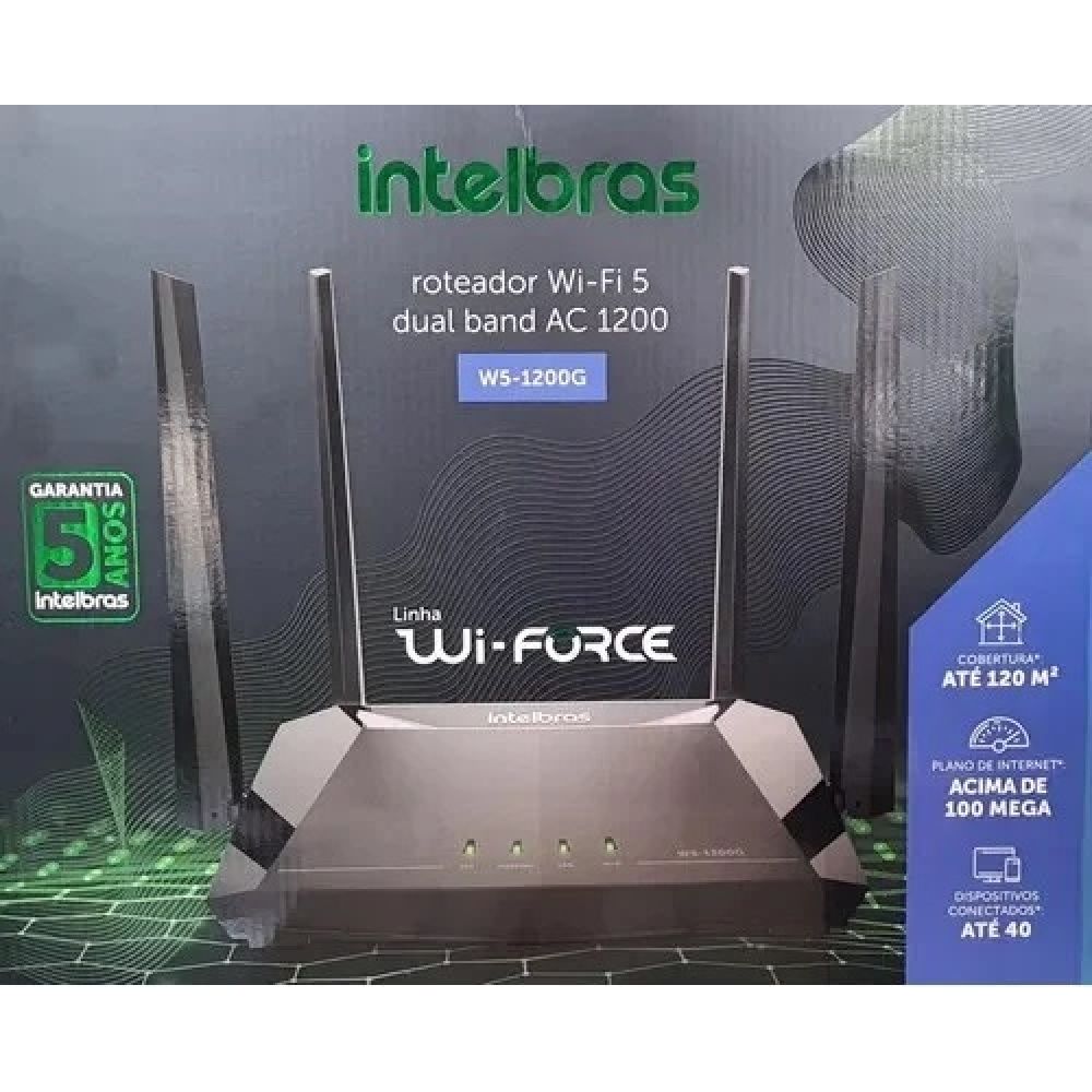 Roteador Repetidor Wifi Gigabit Intelbras W5 1200G 8K 1167 Mbps