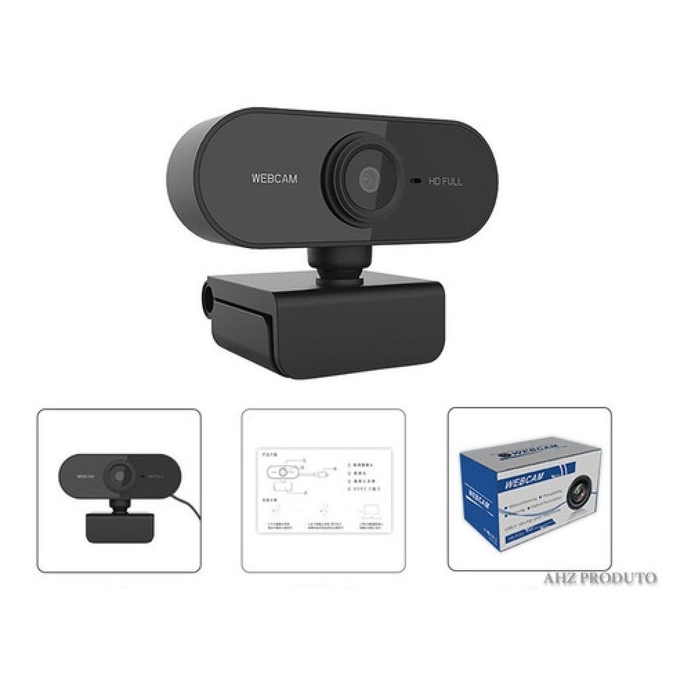 Webcam Full HD 1080P - 360 graus Microfone e Redução de Ruído